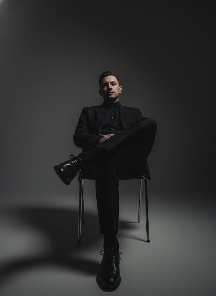 Поза со стулом и акцентом на ногу